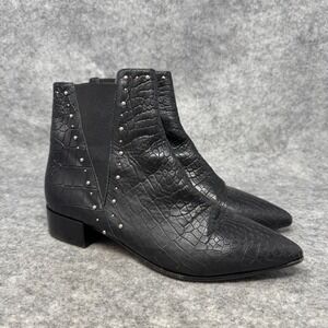 Napoleoni Italian Leather Studded Boots Crocodile Embossed‎ Womens Size 38 EU